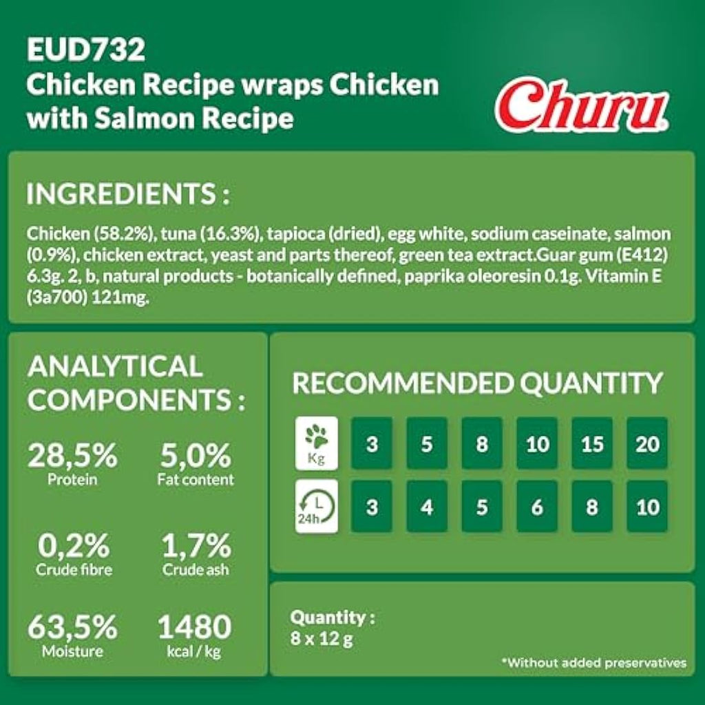 Inaba Churu Rolls Chicken & Salmon Grain-Free Dog Treats (8 Pack)