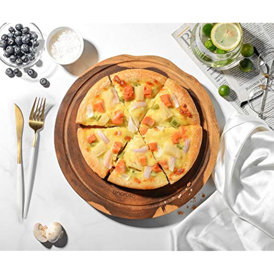 Linoroso Round Acacia Wood Cutting Board - 30cm Non-Spliced Chopping Board