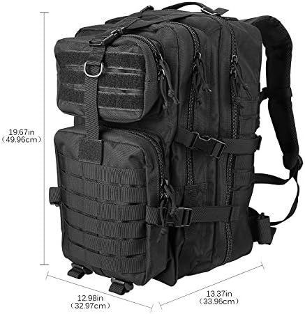 ProCase Military Tactical Backpack | 48L Large Molle Assault Pack – Black