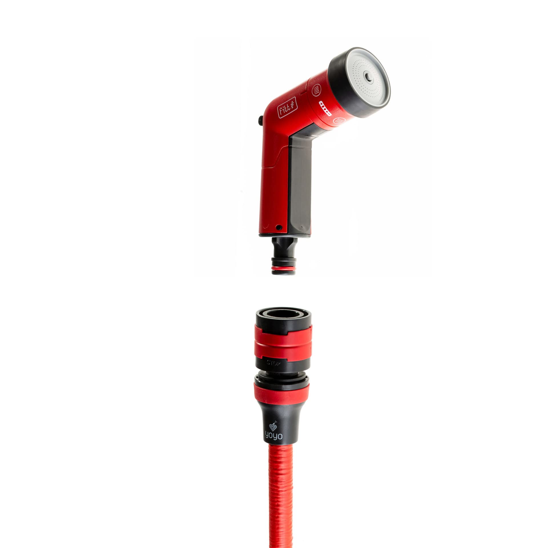 FITT YOYO Plus 10m Extendable Garden Hose with Multi-Jet Spray Gun - Red