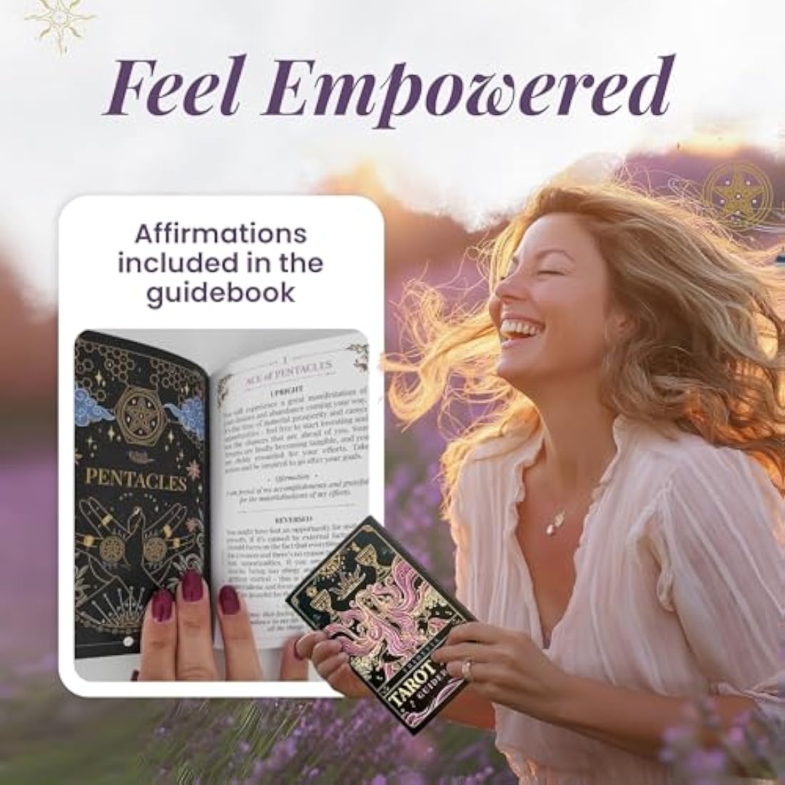 Calmoura Tridevia Tarot Cards with Guide Book - 78 Gilded Rider Waite Deck