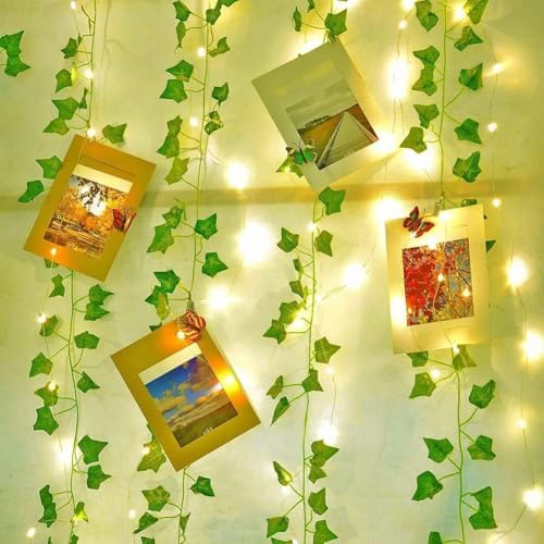 Jolof Store Artificial Ivy Vines with Lights - 4 Pack 80 LED Fairy Garland