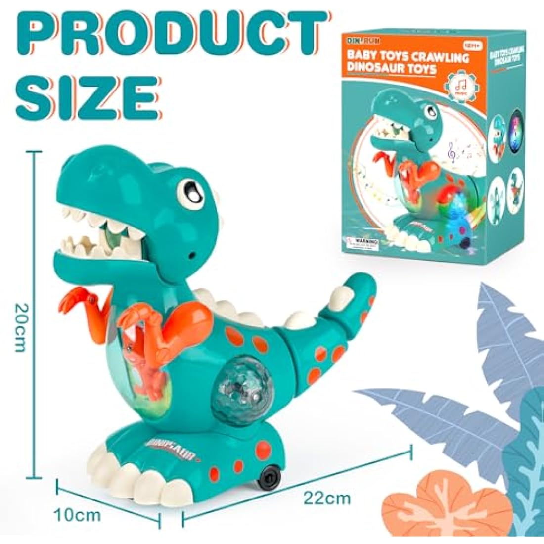Musical Crawling Dinosaur Toy with Lights for Toddlers