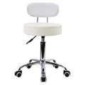 KKTONER PU Leather Rolling Stool - Adjustable Swivel Task Chair, White