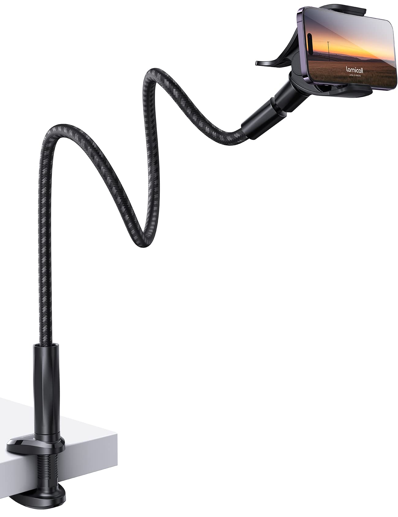 Lamicall Gooseneck Phone Holder – 38" Flexible Arm Bed Mount Clamp