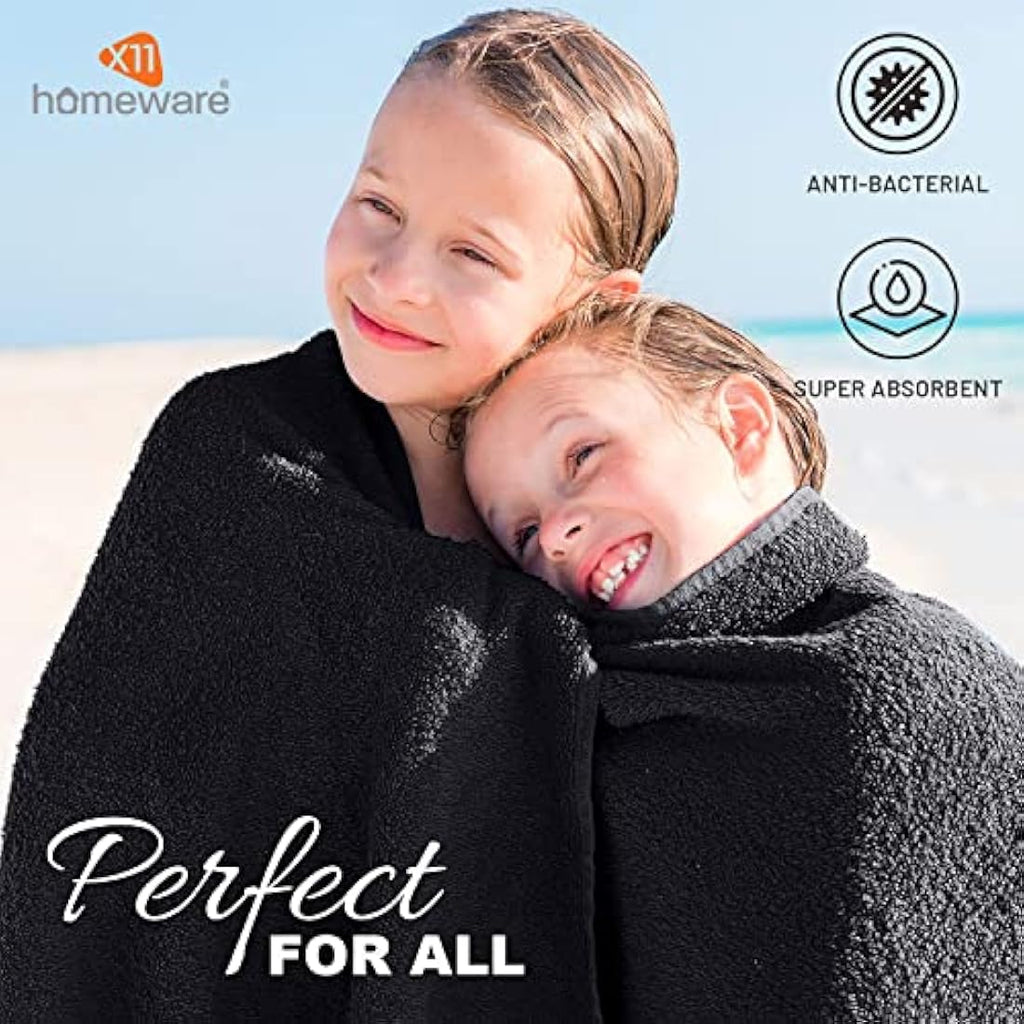 Egyptian Cotton Bath Towels - 4 Pack Soft Absorbent Black
