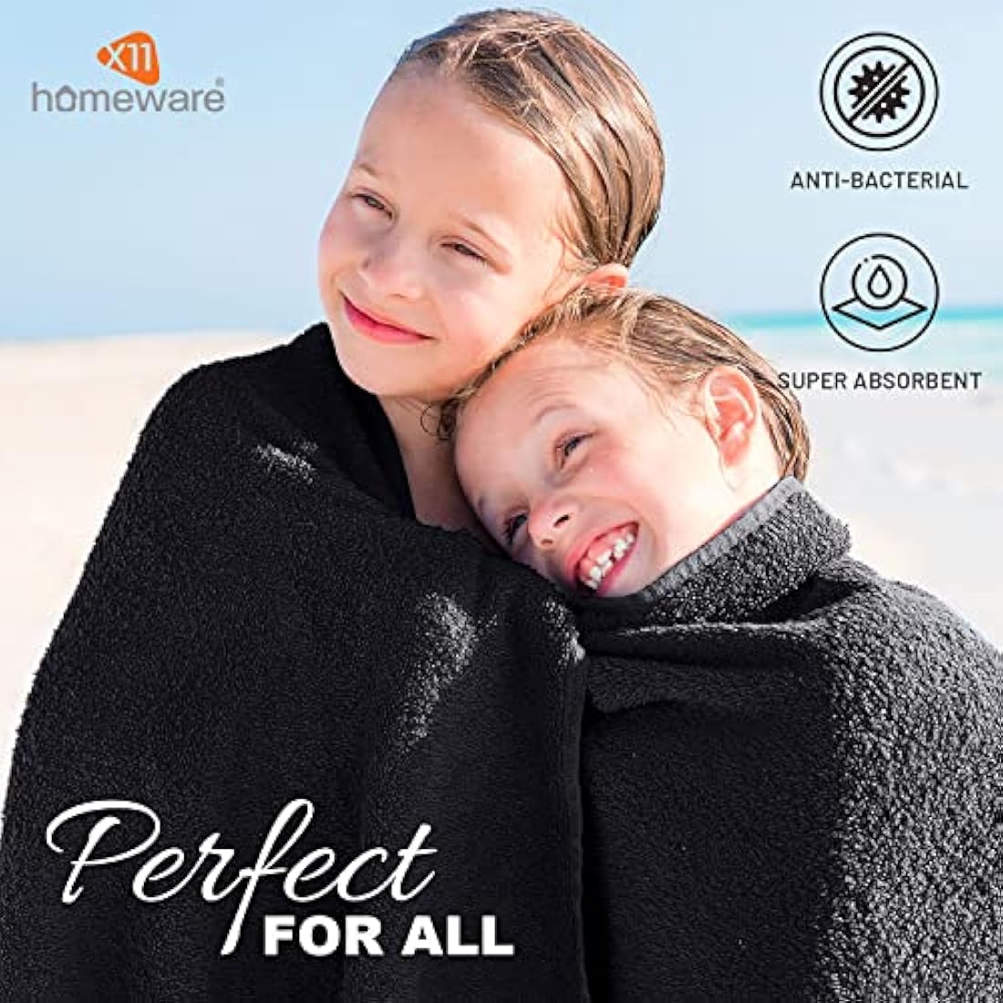 Egyptian Cotton Bath Towels - 4 Pack Soft Absorbent Black