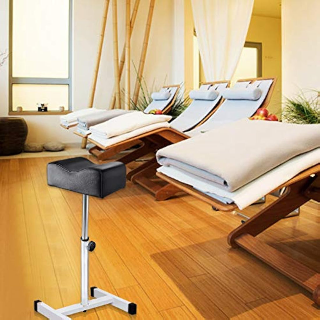 Kalolary Adjustable Pedicure Footrest - Black PU Leather Salon Stool