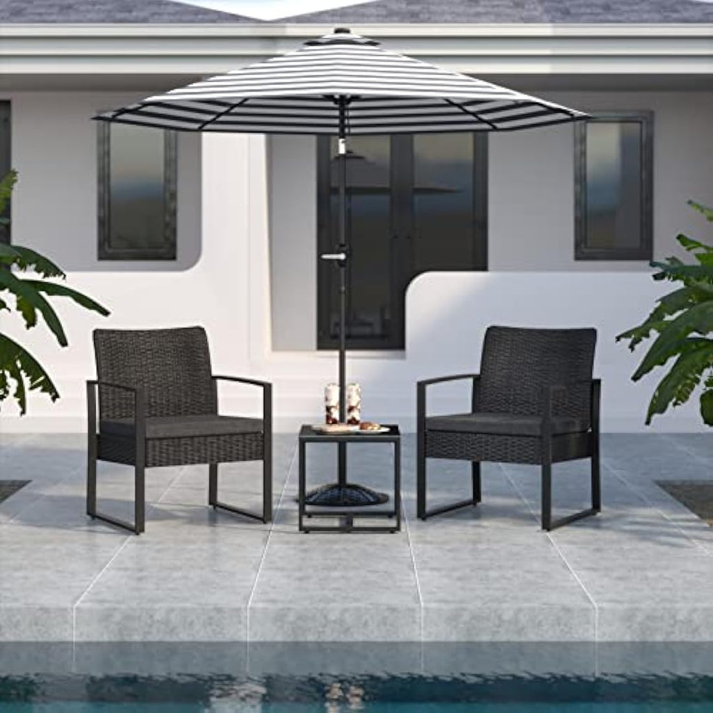 Mondeer 3 Piece Rattan Patio Bistro Set – 2 Seater Garden Furniture