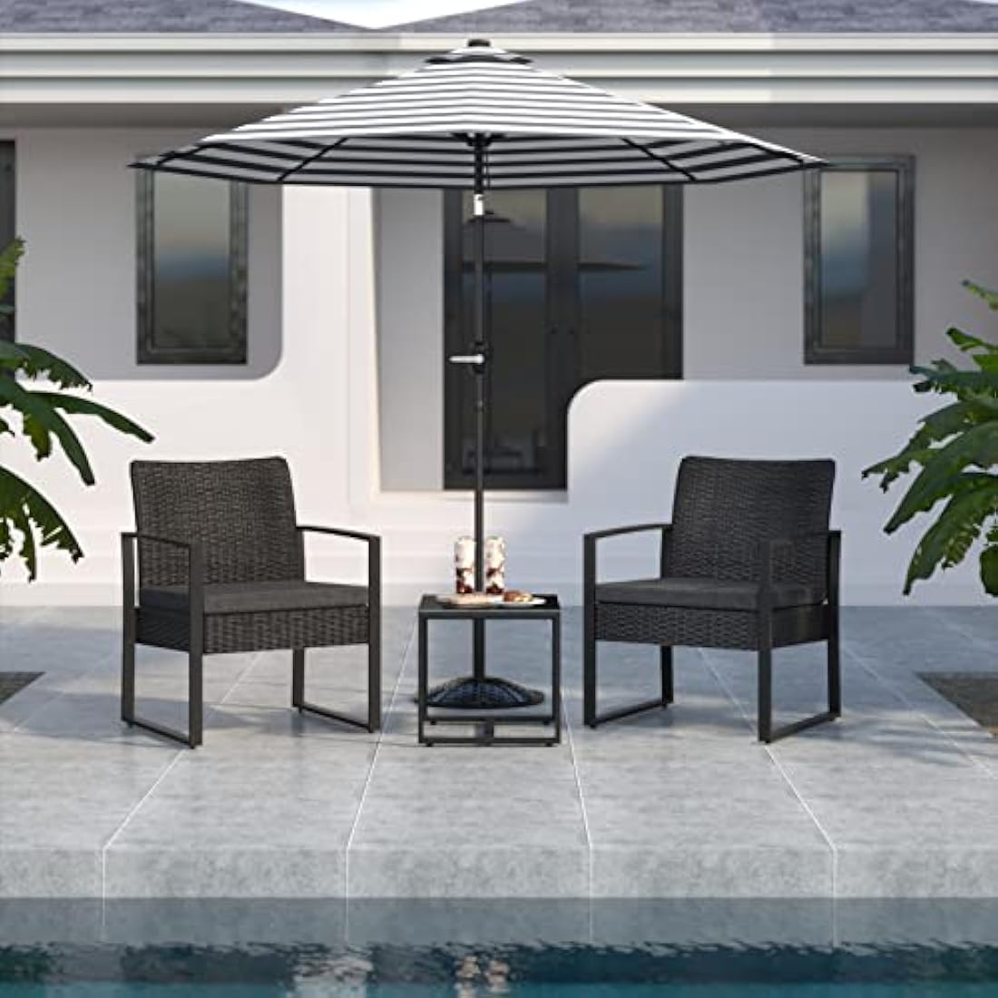 Mondeer 3 Piece Rattan Patio Bistro Set – 2 Seater Garden Furniture