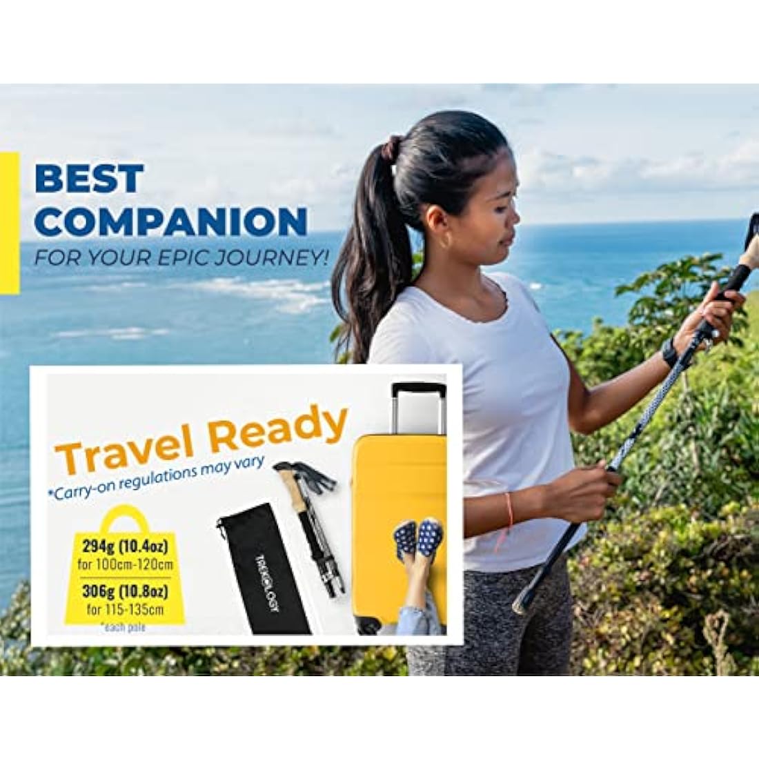 Trekology Trek-Z Folding Trekking Poles | Aluminum Hiking Sticks - 2 Pack