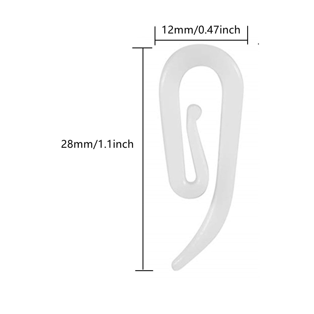 White Plastic Curtain Hooks for Door Window Curtain Header Tape Drapery Hooks 2.8x1.2cm 50PACK - image 2
