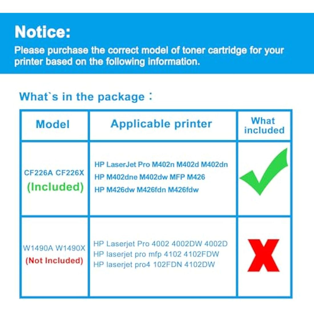 LCL 26X CF226X High Yield Black Toner Cartridge for HP LaserJet Pro M402 (2-Pack)