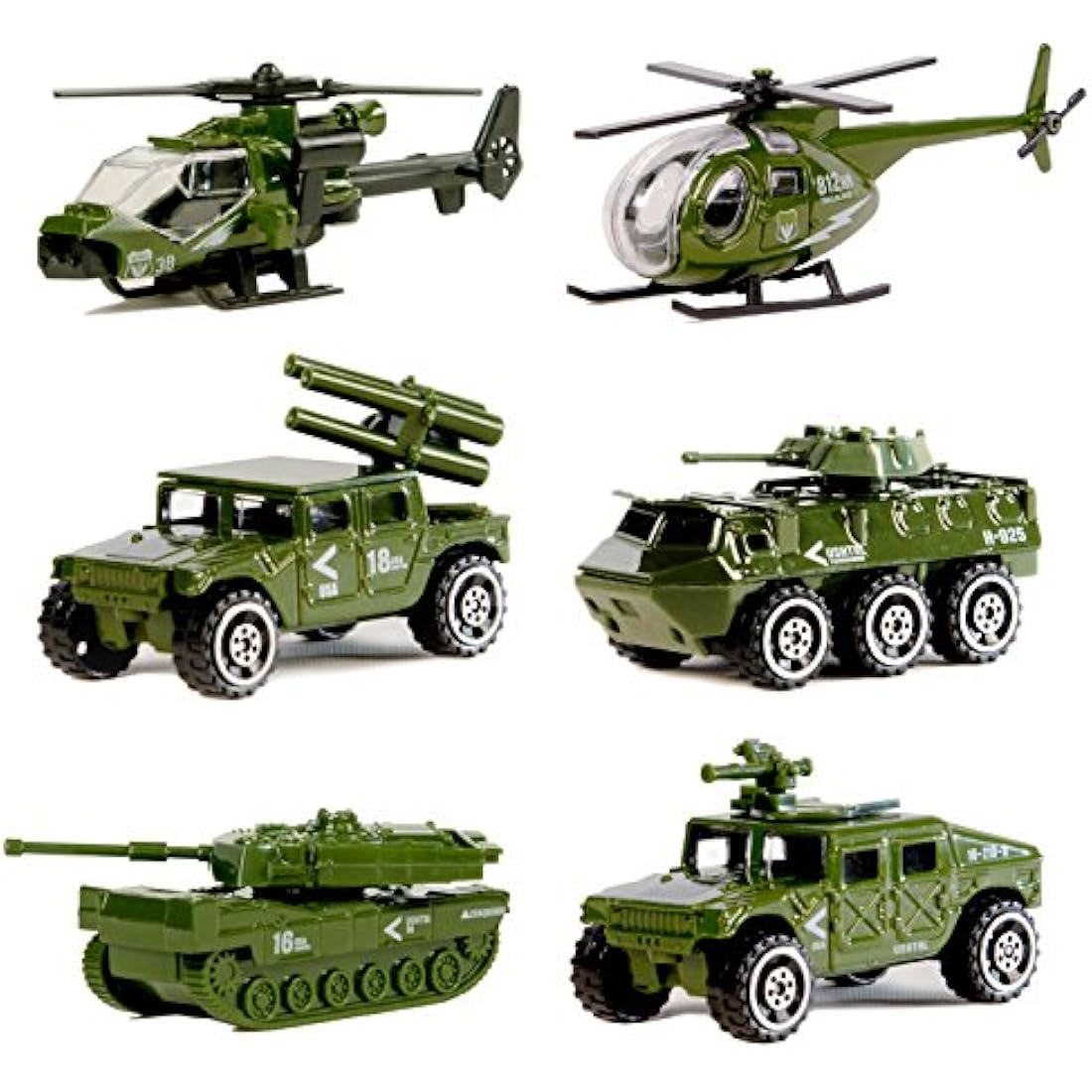 Nunki 6-Pack Die-cast Metal Military Vehicles | 1:87 Army Toy Set