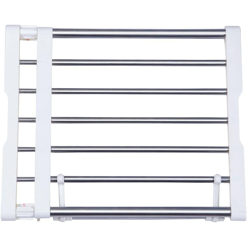 BAOYOUNI Extendable Closet Shelf & Rod Organizer, Ivory Metal, 40-60cm