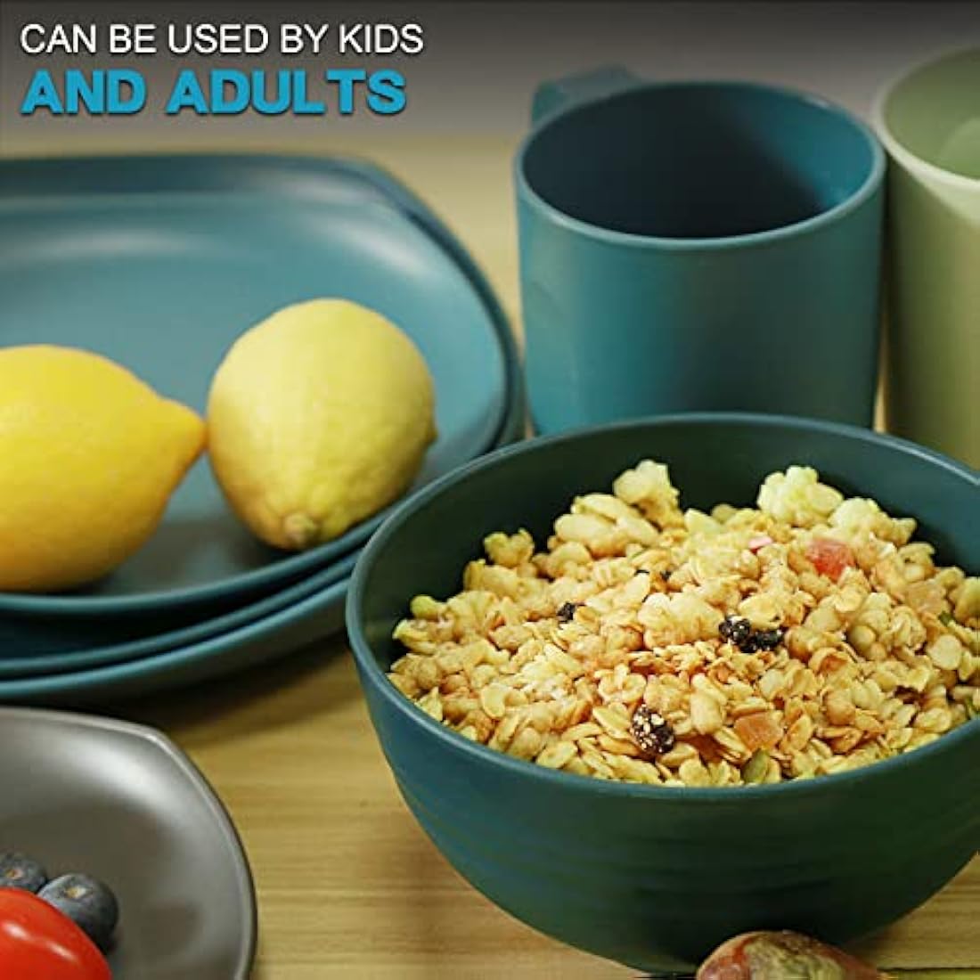 Greentainer 16-Piece Unbreakable Plastic Dinnerware Set | Service for 4