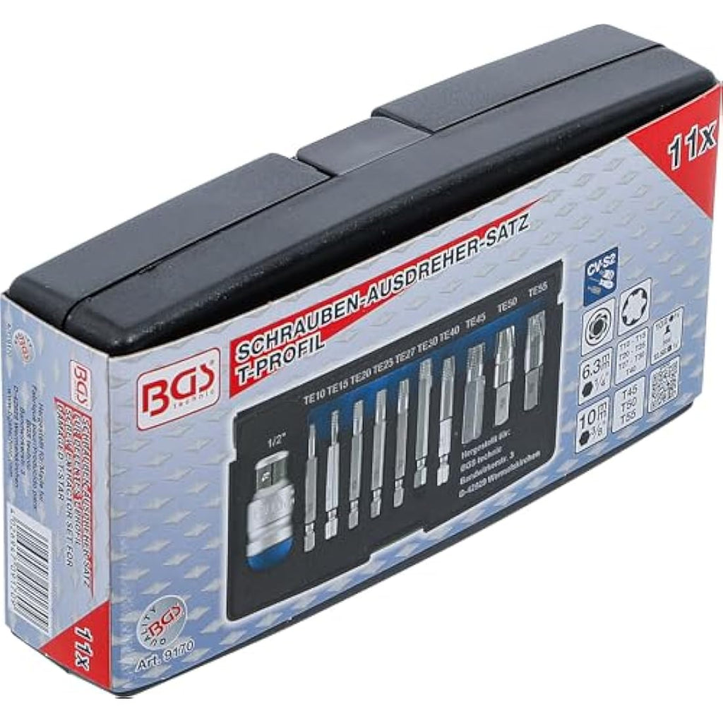 BGS Technic Screw Extractor Set for Damaged Torx T10-T55 | 11 Pcs
