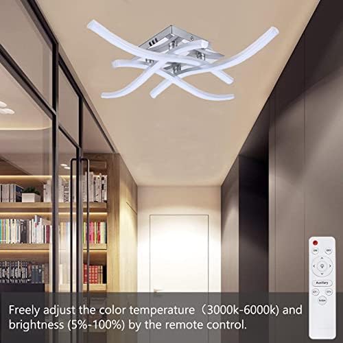 Jolof Store LED Ceiling Light – Dimmable 24W Curved Modern Metal Lamp