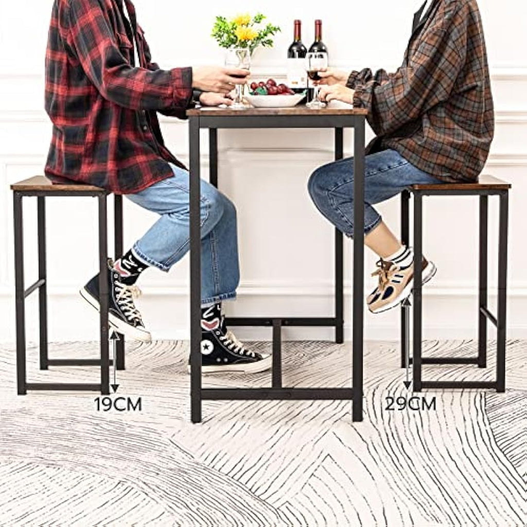 HOOBRO Industrial Bar Stools Set of 2 – Rustic Brown and Black Steel