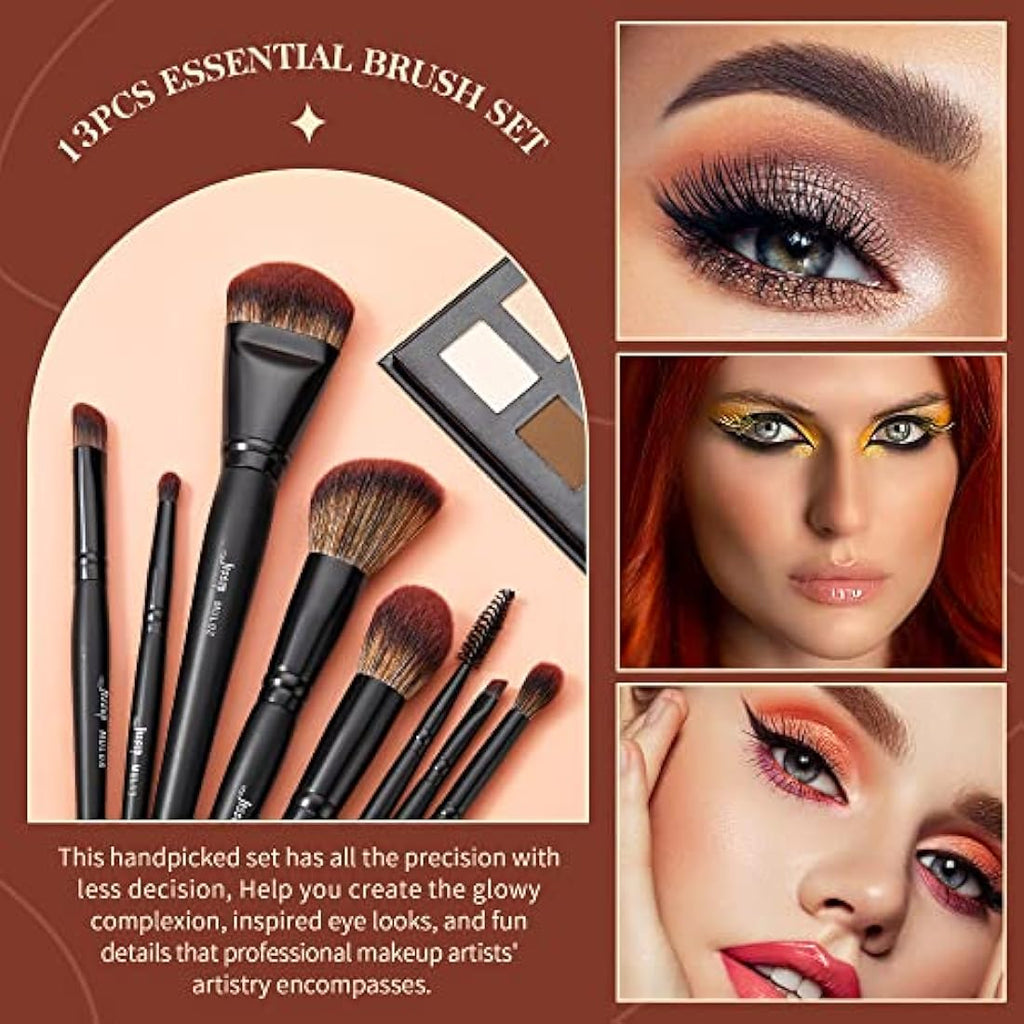 Jessup 13pcs Professional Makeup Brushes Set | Vegan Phantom Black
