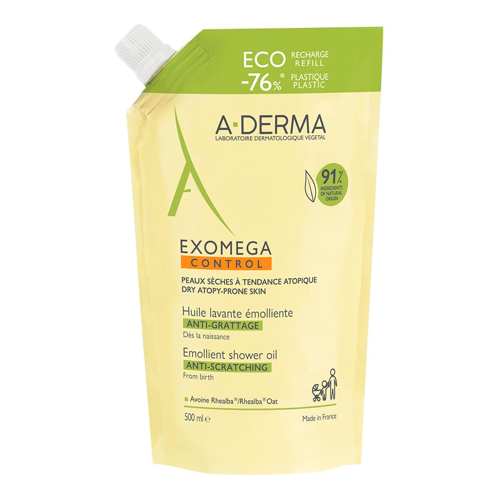 A-DERMA Exomega Control Shower Oil Eco Refill - Atopic Skin - 500 ml