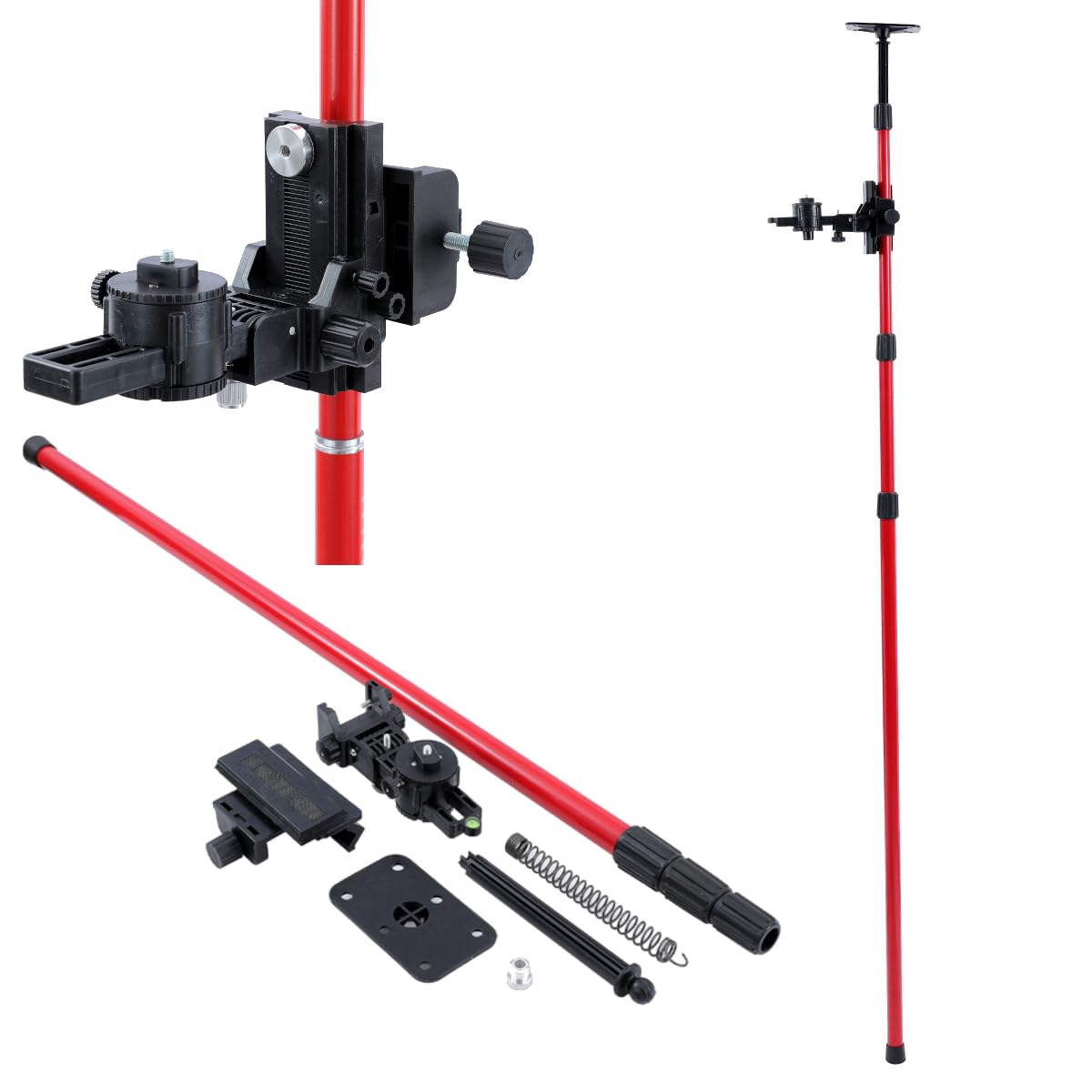 TOPWAY 115-300cm Laser Level Telescopic Pole | High Carbon Steel Rod