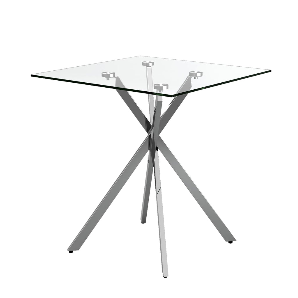 GOLDFAN Small Glass Table, Sofa Side Table with Silver Chrome Legs Modern Night Stand Side Tables Bedroom Square End Tables Living Room HomeSILVER - image 2