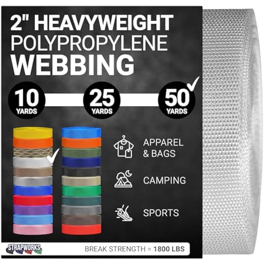 Strapworks 2 Inch Heavyweight Polypropylene Webbing – Heavy Duty Strapping