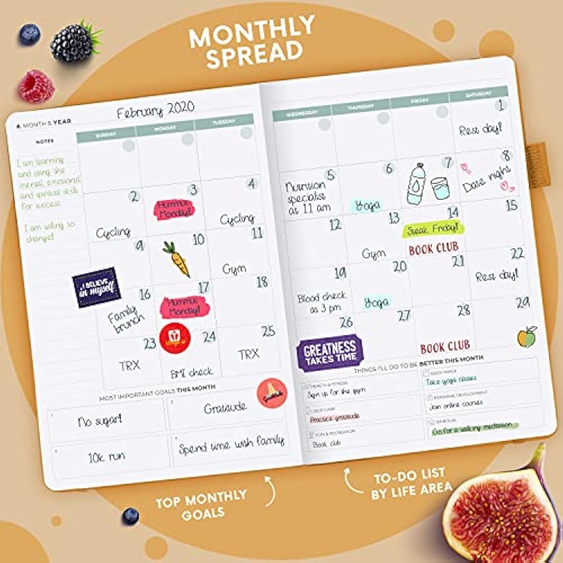 Clever Fox Wellness Journal - Undated Food & Health Planner, A5 Amber Yellow