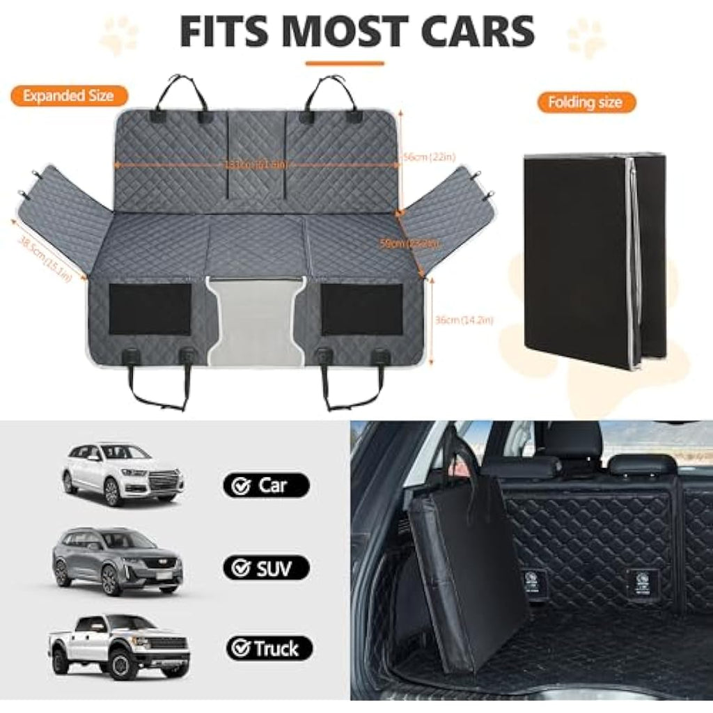 ANOSOSPECIAL Dog Car Seat Extender – Waterproof Pet Hammock for SUV, Grey