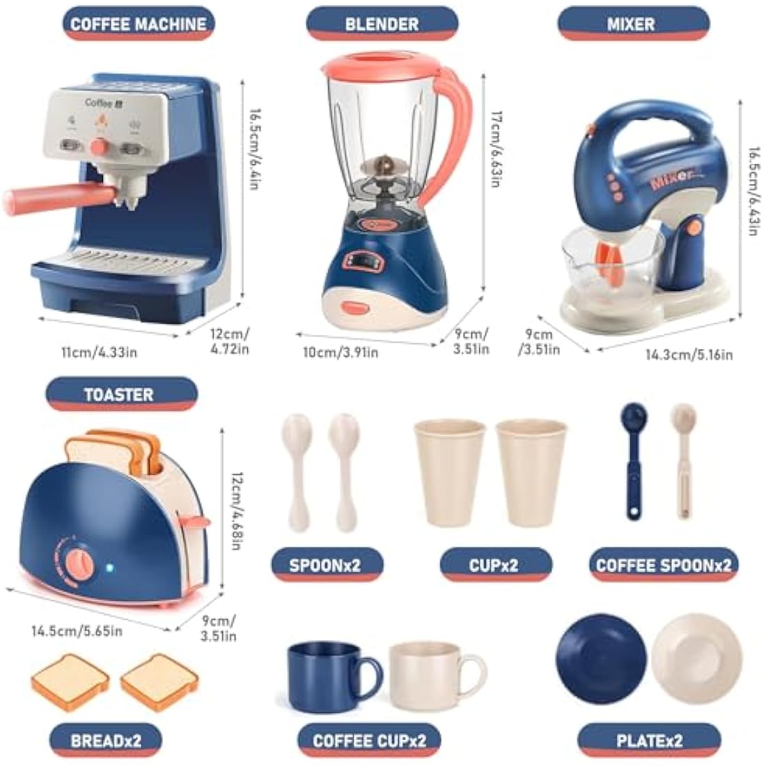 Jolof Store Kids Kitchen Toy Set – Coffee Maker, Blender & Toaster