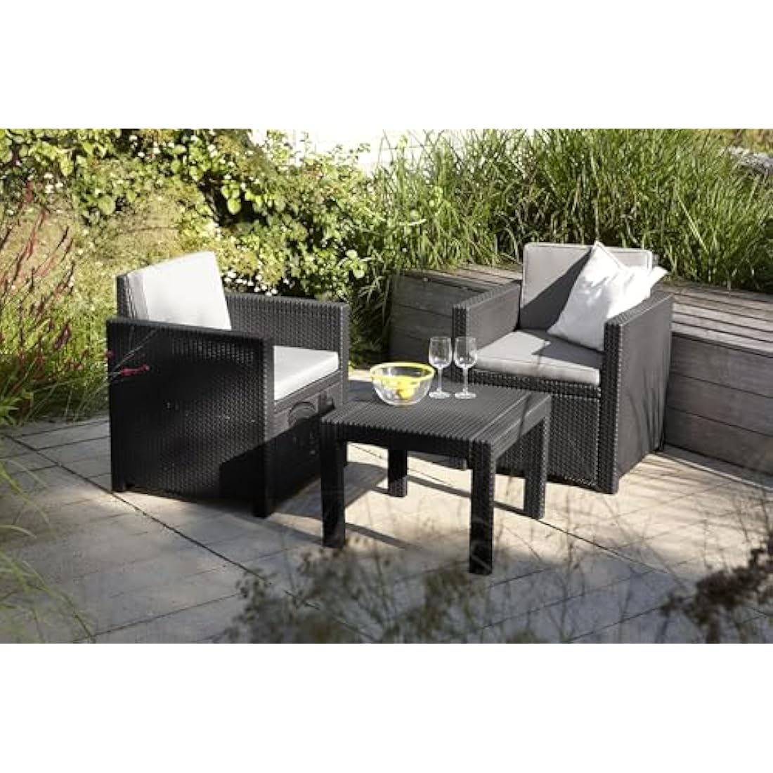 Keter Victoria 3-Piece Rattan Balcony Set - Weatherproof Garden Bistro