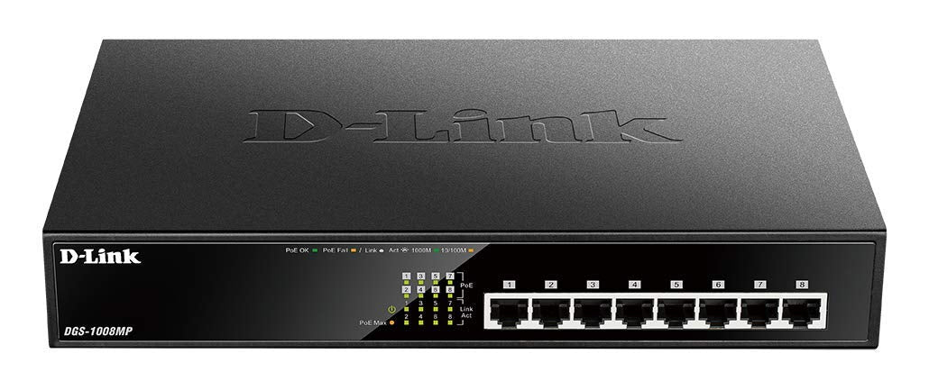 D-Link DGS-1008MP 8-Port Gigabit PoE+ Unmanaged Desktop Switch