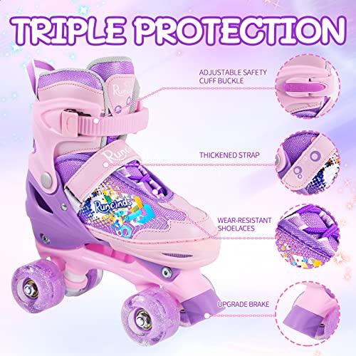 Runcinds Adjustable Kids Roller Skates for Girls with Light Up Wheels