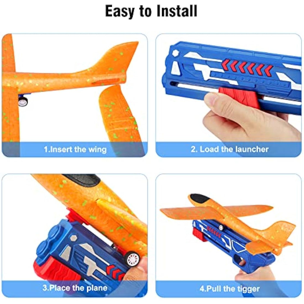 Airplane Launcher Toy – 3 Foam Glider Planes with Catapult Gun