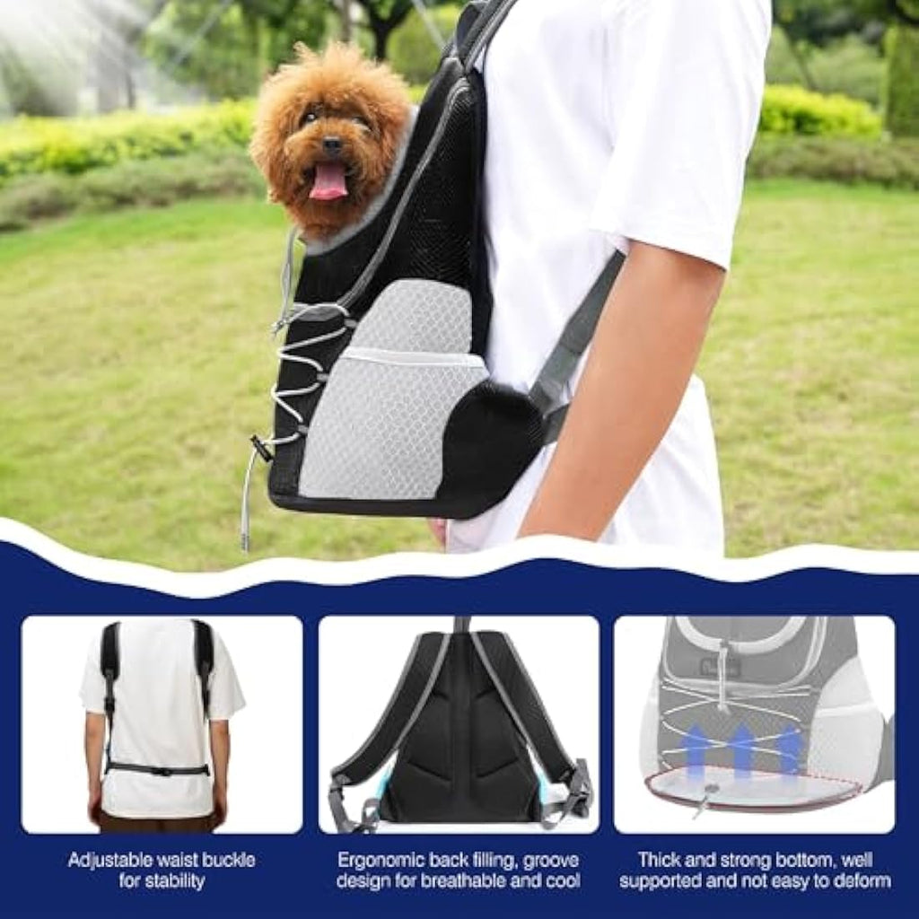 Pawaboo Pet Dog Carrier Backpack | Breathable Mesh Front Pack - Black