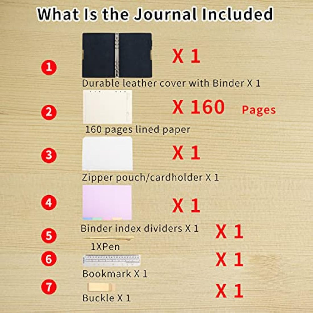 Jolof Store A6 Refillable Leather Notebook – 6-Ring Binder Purple Journal