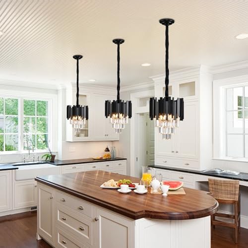 Jolof Store Modern K9 Crystal Chandelier – Black Round Ceiling Light