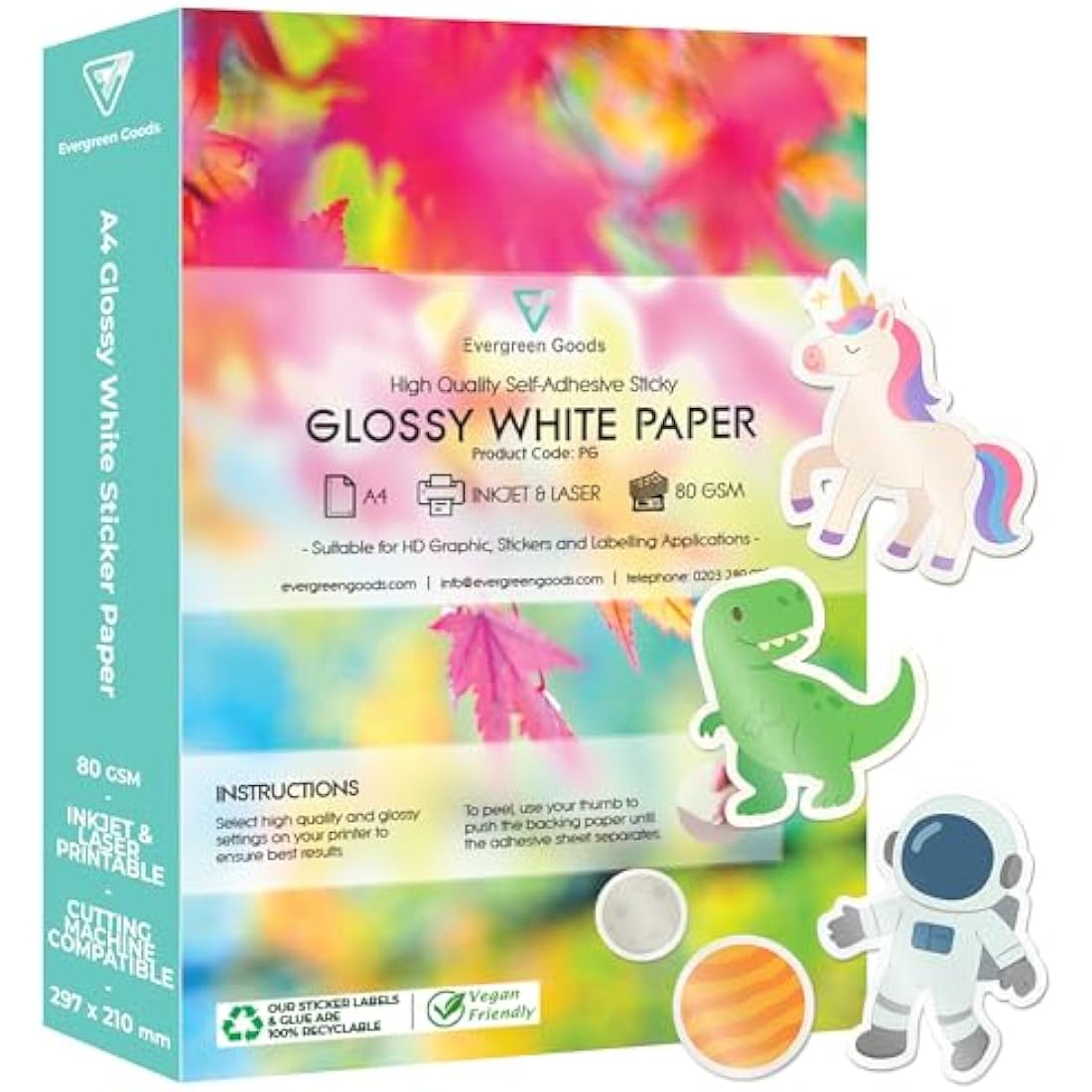 A4 White Glossy Sticker Paper – 500 Sheets Adhesive Labels