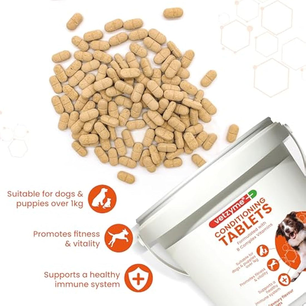 Vetzyme Dog Conditioning Tablets | B-Complex Vitamins | 3000 Count