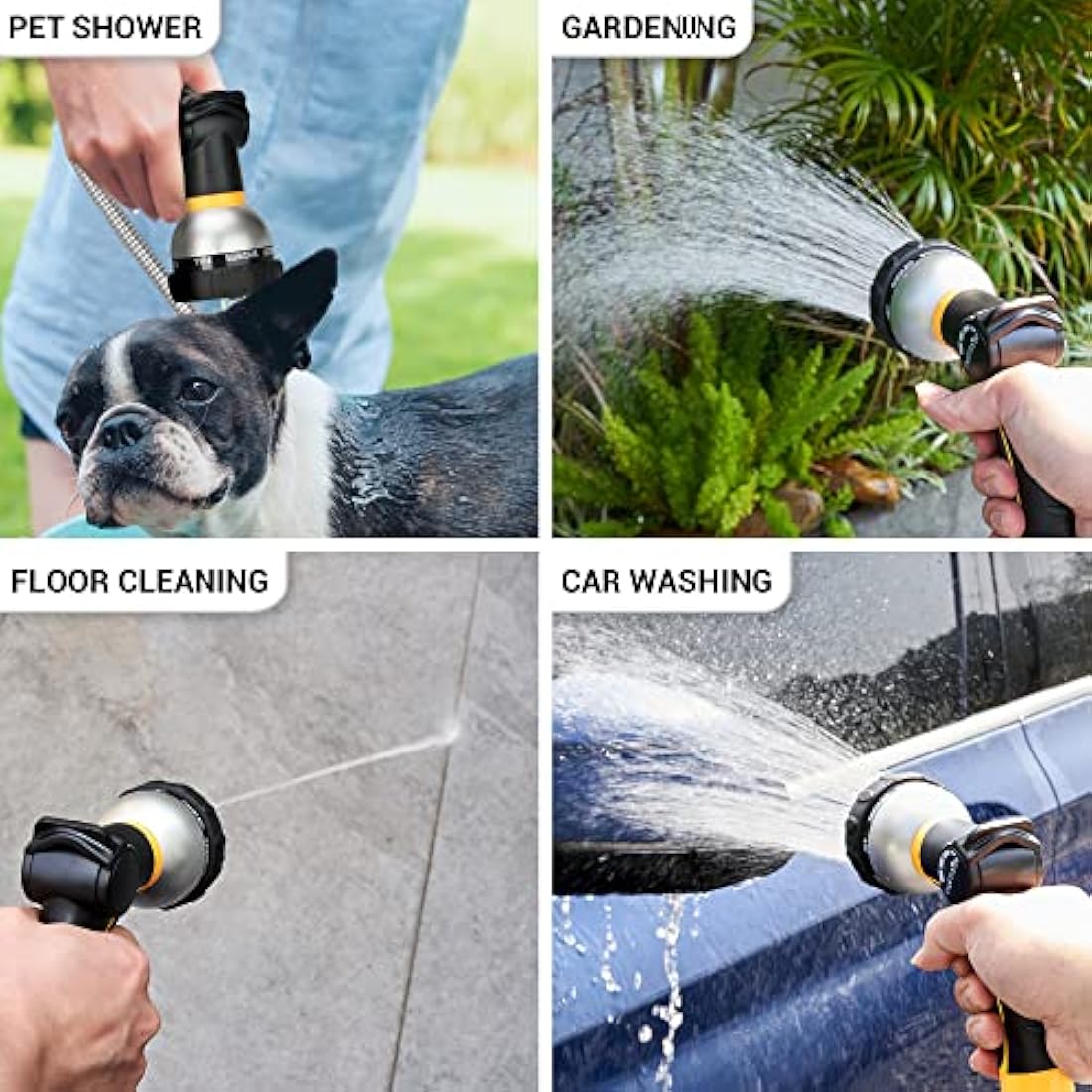 TheFitLife 22m Metal Garden Hose – 304 Stainless Steel with 8-Pattern Nozzle