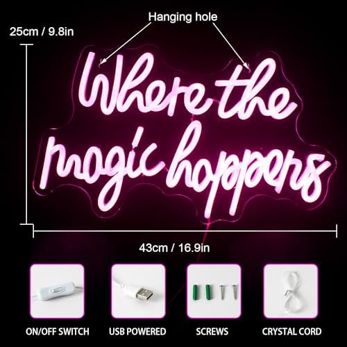 Where the Magic Happens Neon Sign – Pink LED Wall Decor