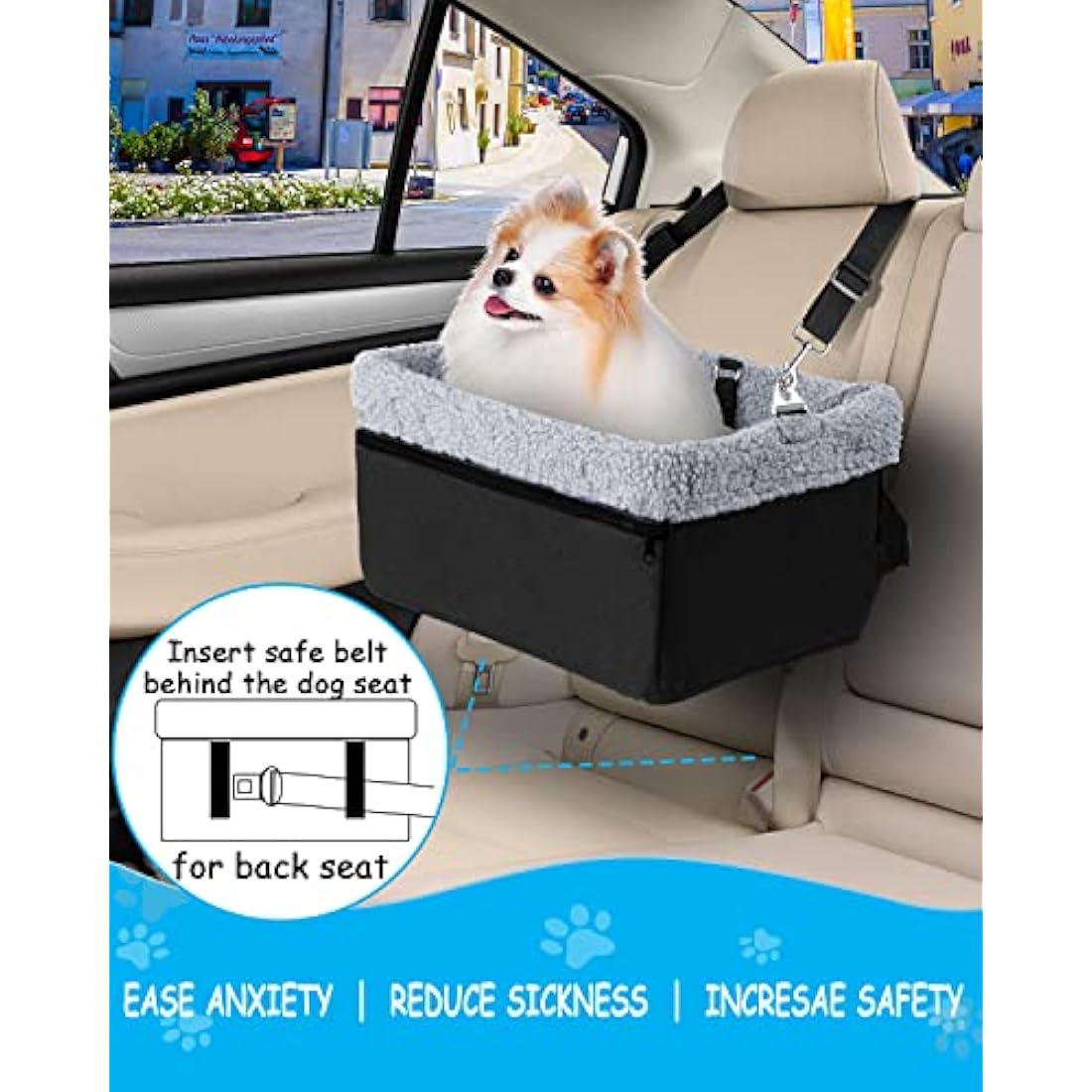 UNICITII Elevated Dog Booster Car Seat – Small Pet Travel Carrier, Black
