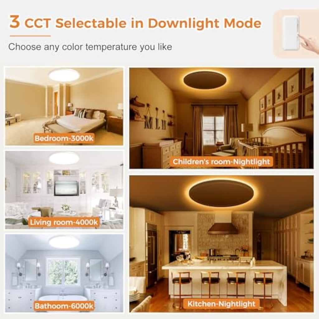 Slochi 36W LED Ceiling Light | 40cm Dimmable Flush Mount with Remote