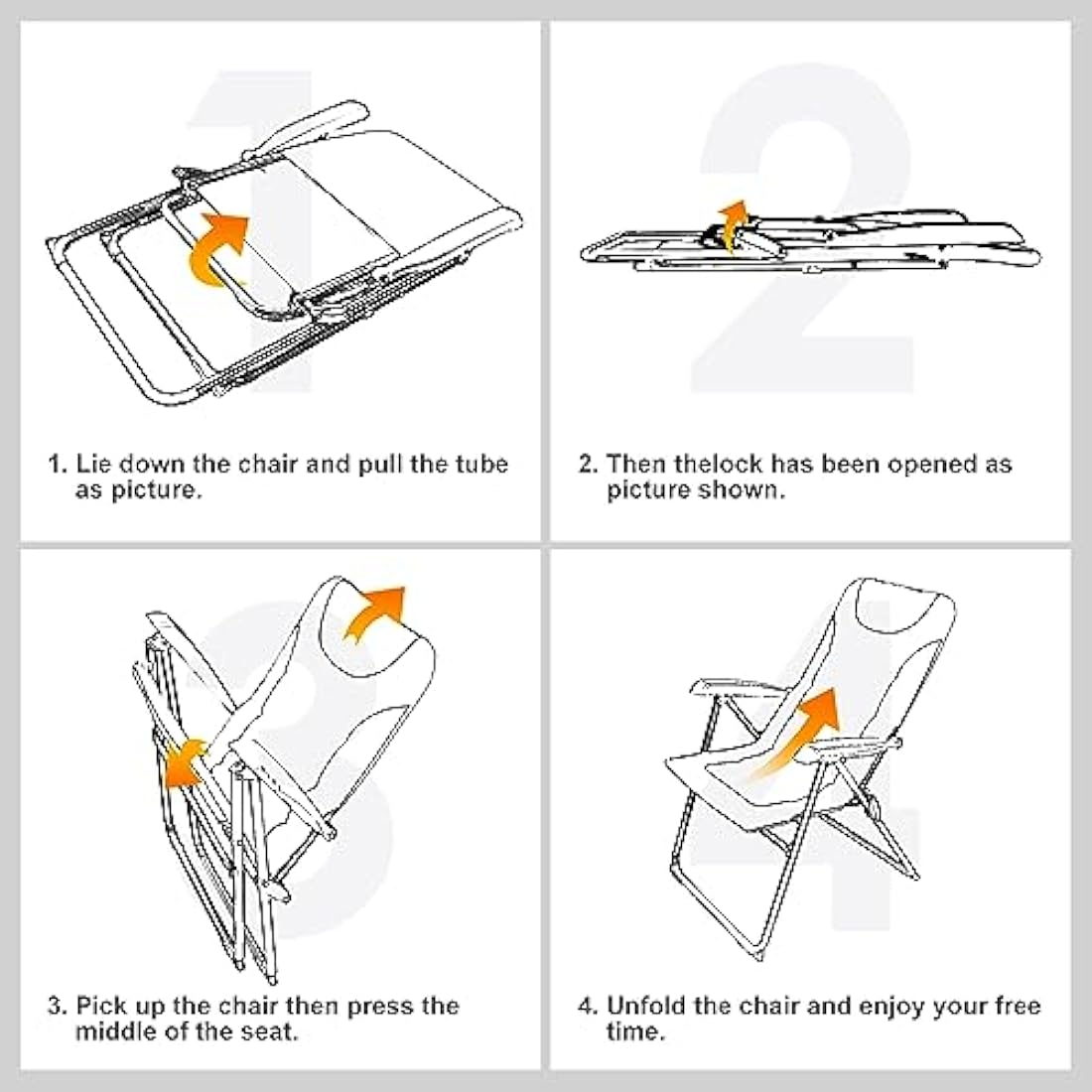 Homecall Folding Garden Camping Chair – Waterproof Olefin Padded Grey