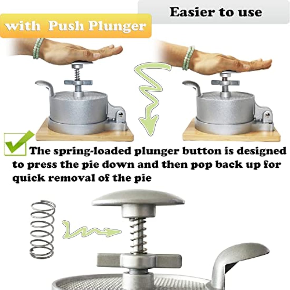 Laffeya Adjustable Spring Burger Press – Non-Stick Patty Maker with Wood Base