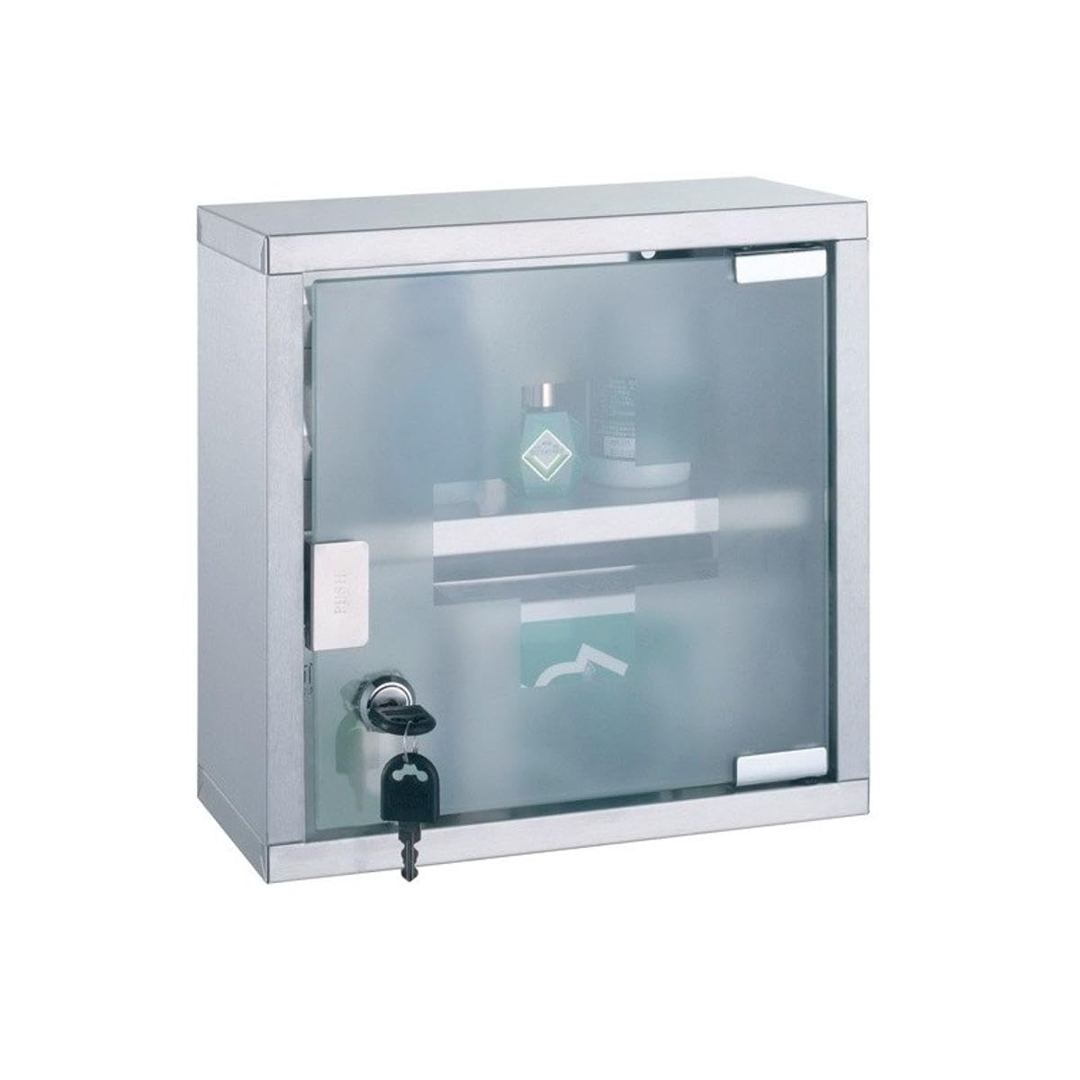MSV Stainless Steel Medicine Cabinet – Lockable First Aid Box, 25x12x25cm