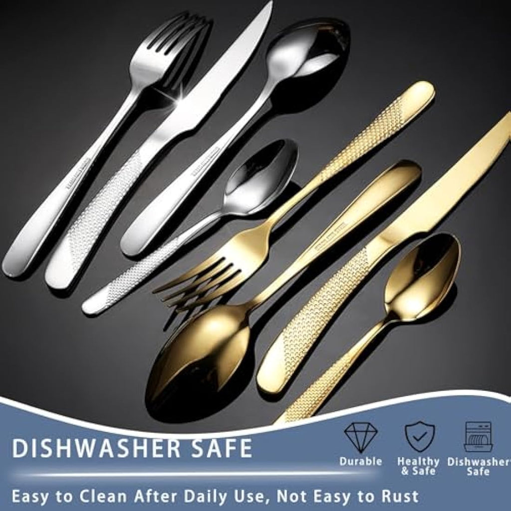 Jolof Store 24-Piece Stainless Steel Cutlery Set with Stand for 6 – Silver