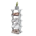 sourcing map 5-Tier Plastic Shoe Rack, Vertical Shoe Rack Stackable Storage Organizer Folding Space-Saving Narrow Slot Shelf for Closet Livingroom - image 1