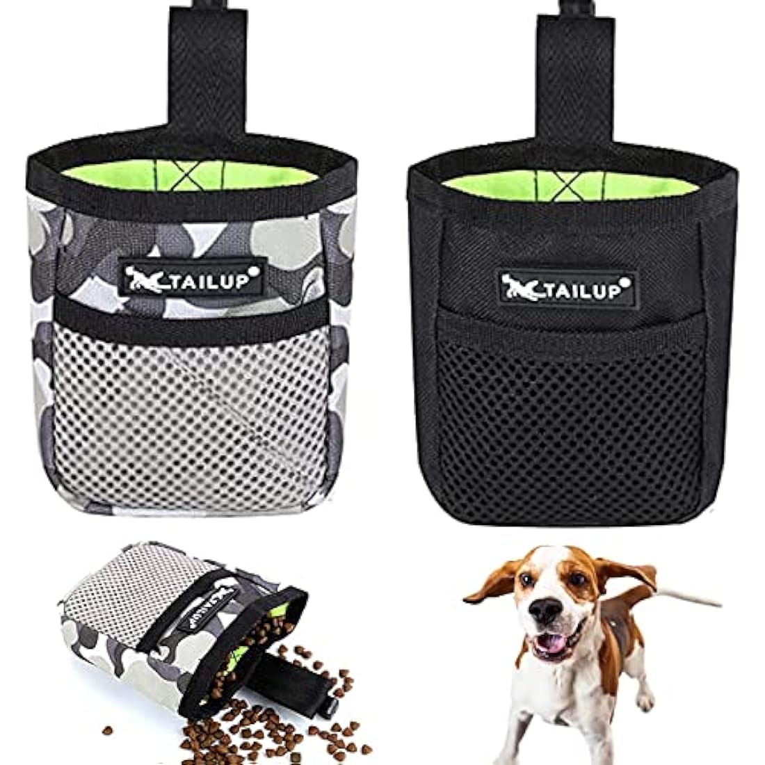 Dog Treat Pouch 2-Pack – Oxford Cloth Training Bag with Clip
